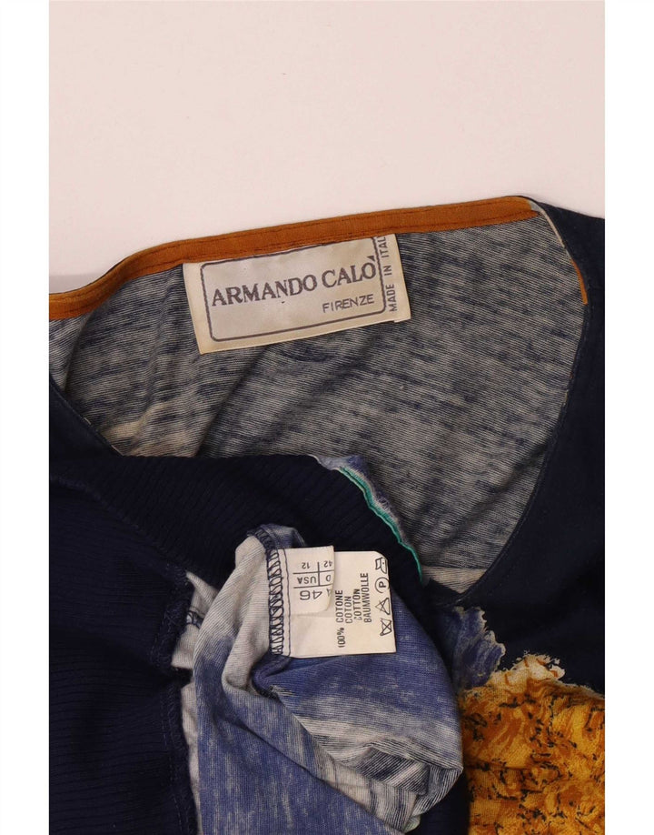 Armando Calo Chemisier à motif abstrait pour femme IT 46 Large Bleu marine