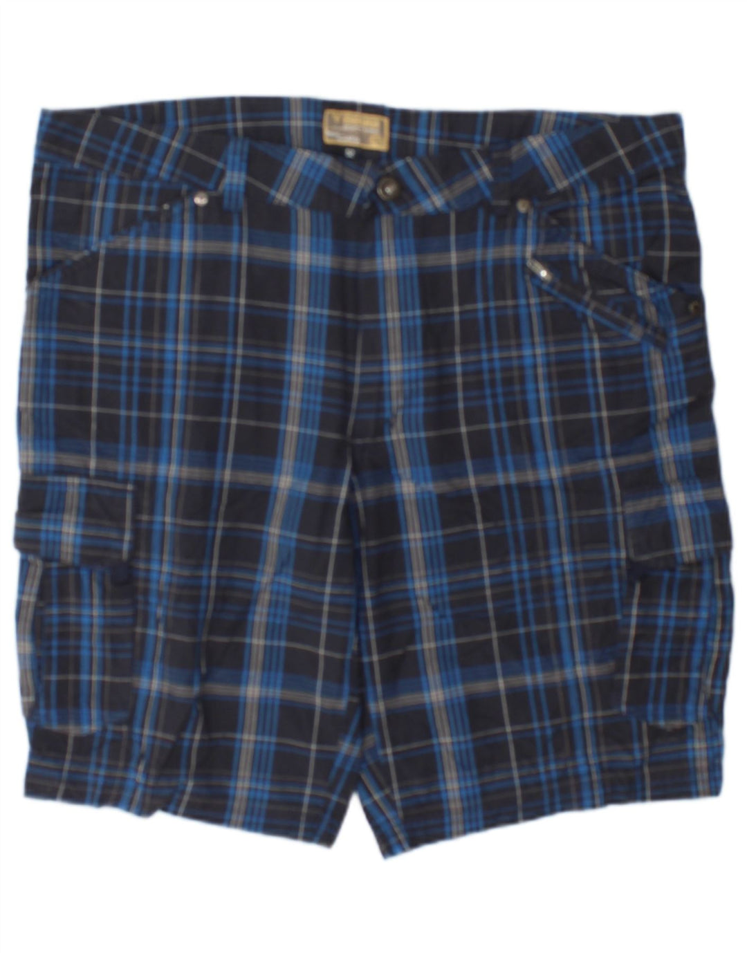 Brugi Short Cargo Homme IT 52 XL W36 Bleu Marine à Carreaux Coton