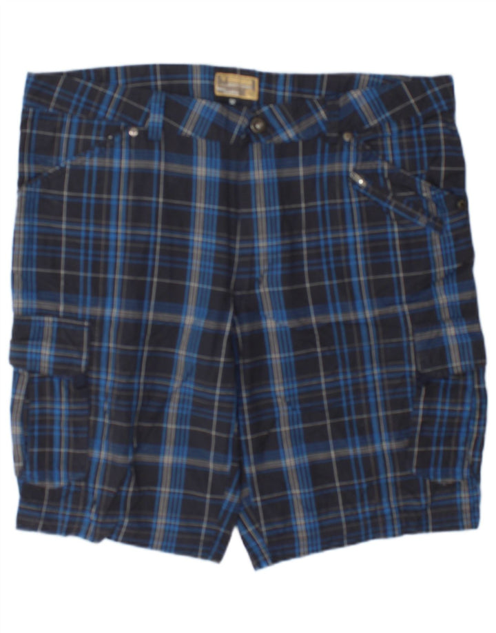 Brugi Short Cargo Homme IT 52 XL W36 Bleu Marine à Carreaux Coton