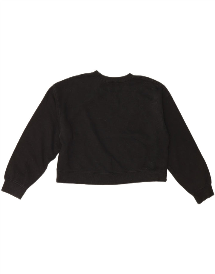 Zara Womens Crop Sweatshirt Jumper UK 14 Moyen Noir Coton
