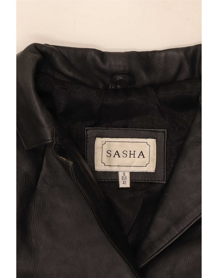 Sasha Veste en cuir pour femme UK 12 Medium Noir