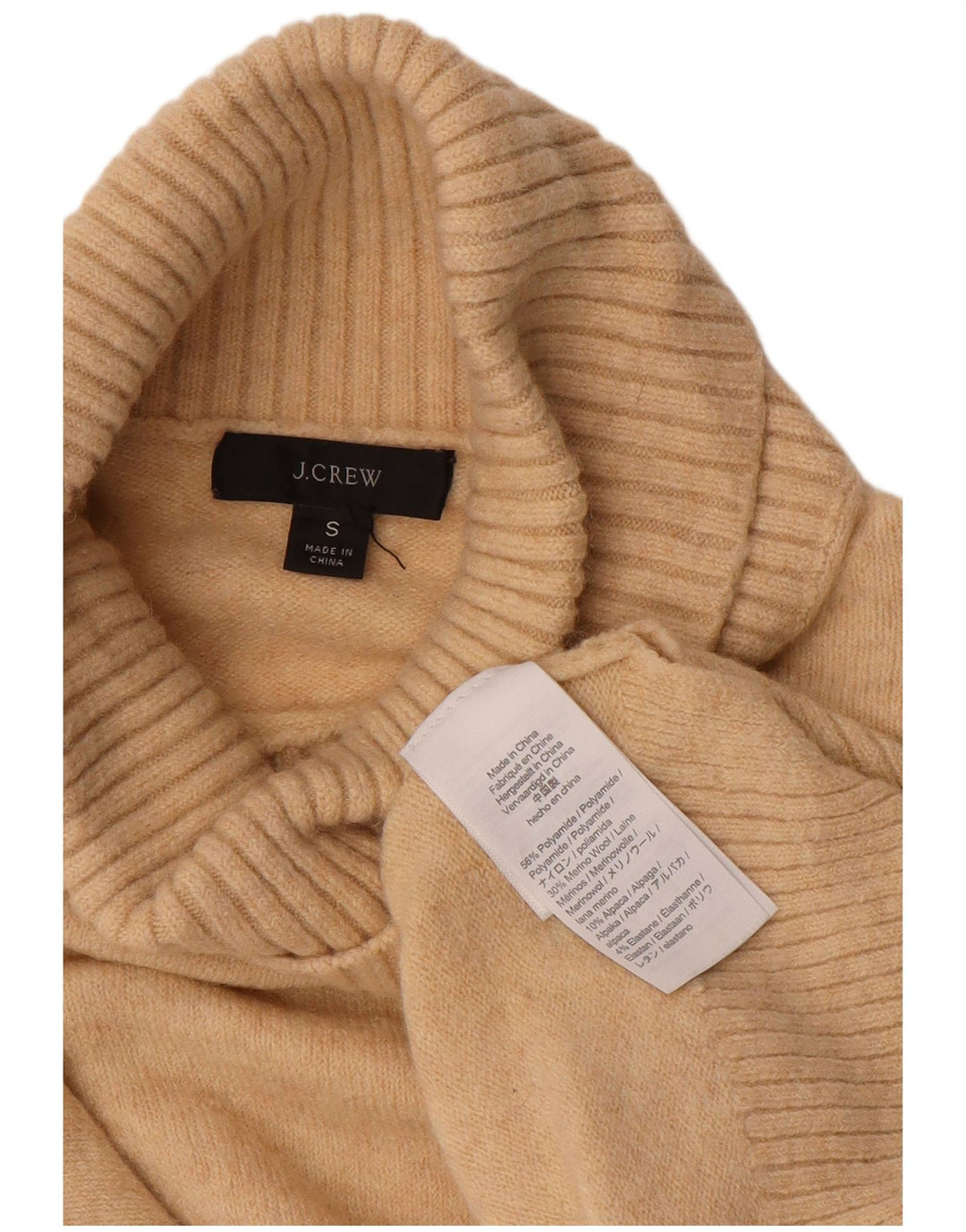 J. CREW Pull surdimensionné à col roulé pour femme UK 10 Petit Beige