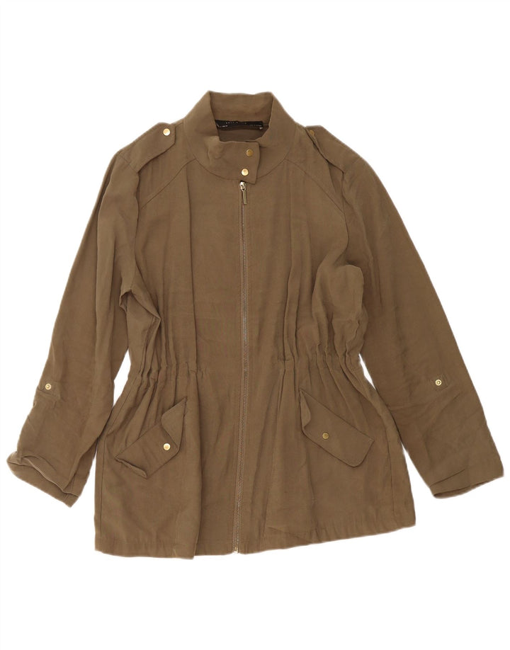 Zara Veste Militaire Femme UK 14 Medium Kaki Viscose