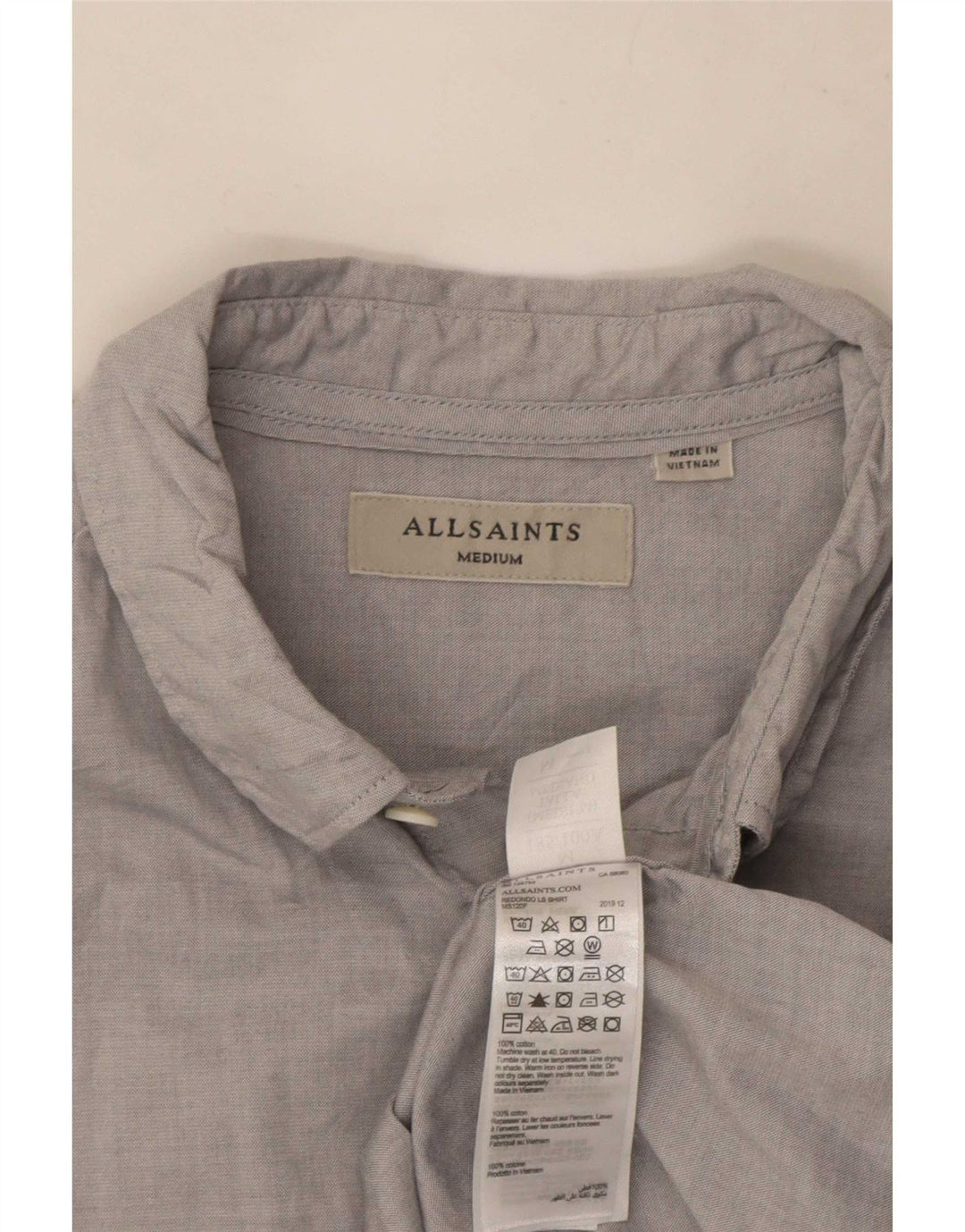 All Saints Chemise Homme Gris Moyen Coton