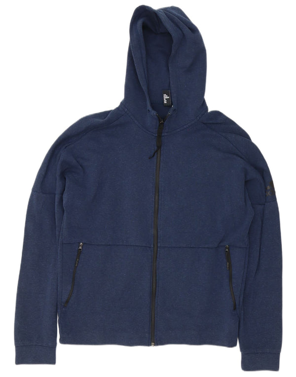 Adidas Pull à capuche zippé graphique pour hommes, grand bleu marine
