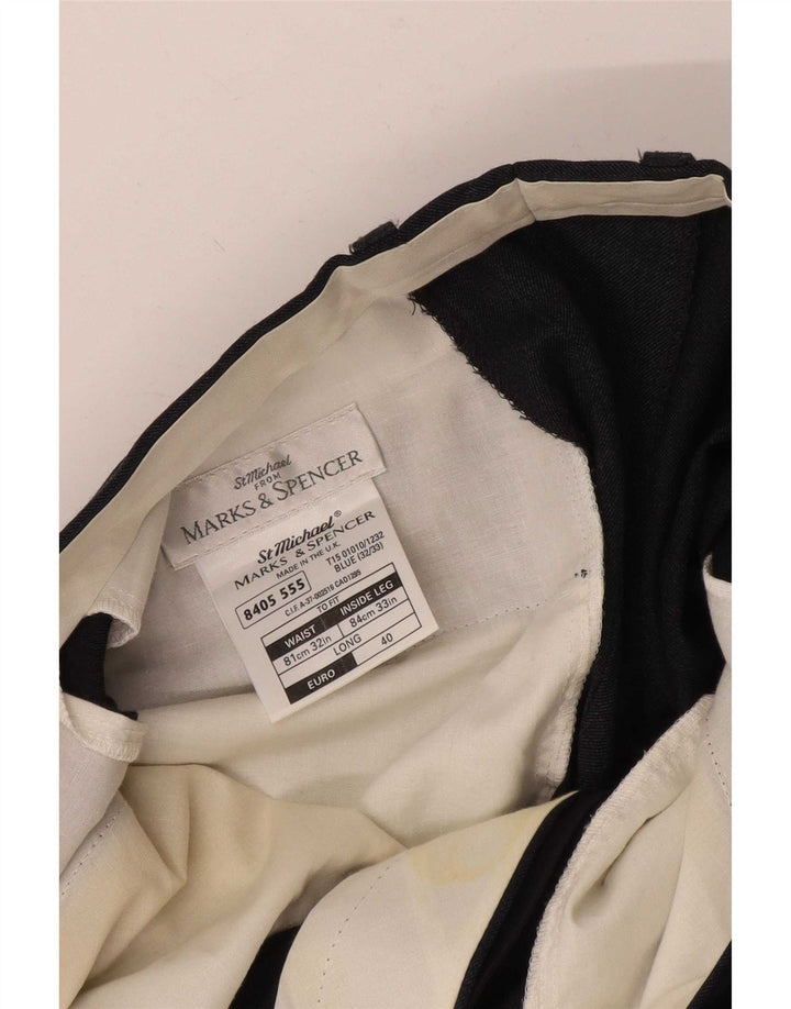 Marks & Spencer Pantalon de Costume Droit St. Michael Homme W32 L33 Bleu Marine
