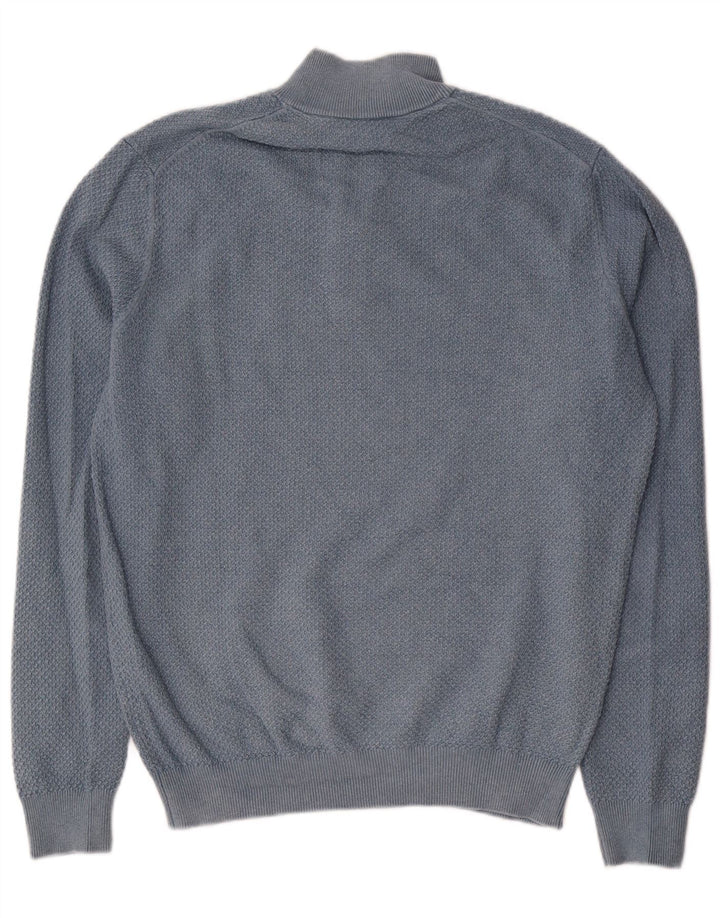Massimo Dutti Pull col zippé pour homme en coton bleu Taille L