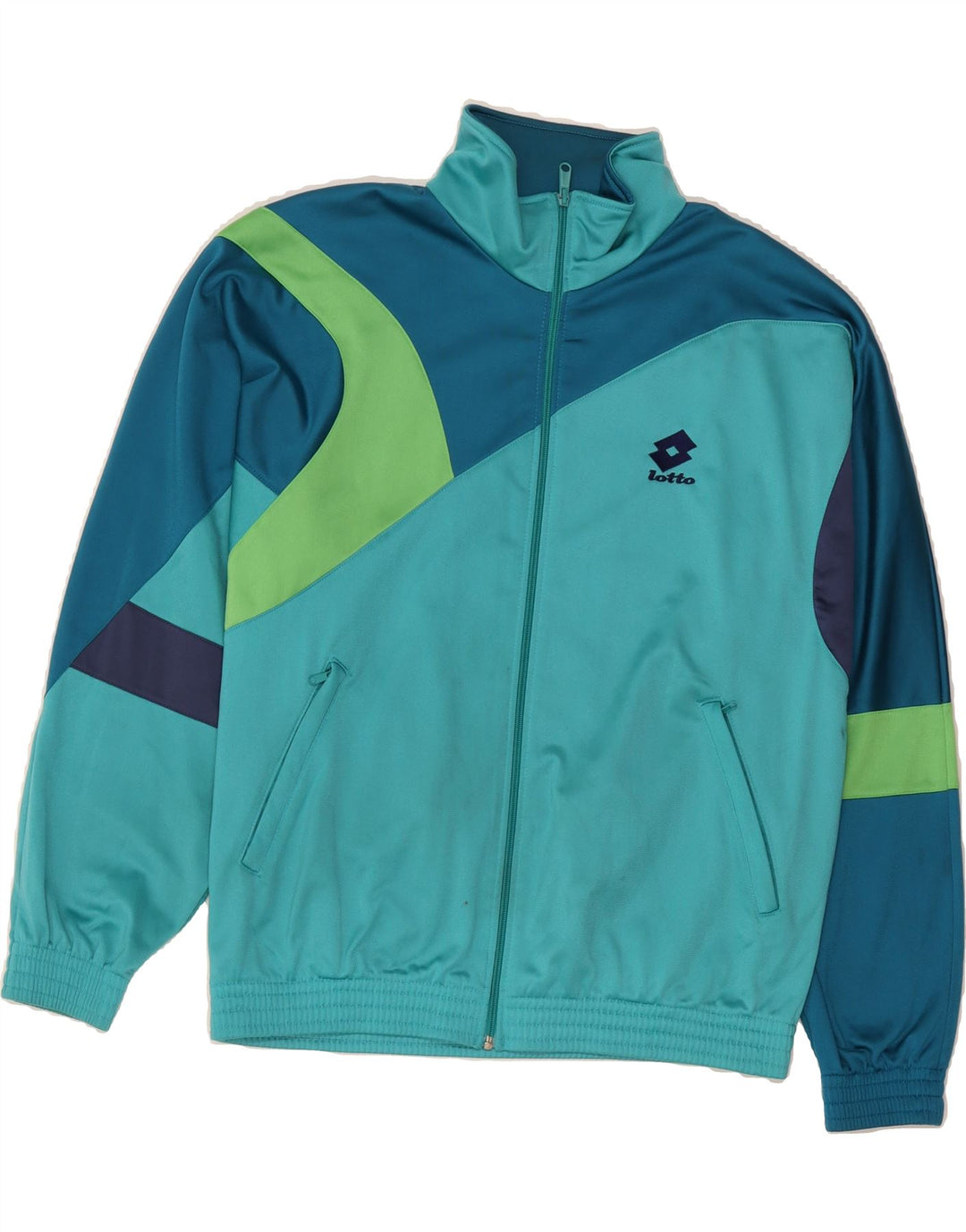 LOTTO Mens Tracksuit Top Jacket XL Blue Colourblock Vintage Lotto and Second-Hand Lotto from Messina Hembry 