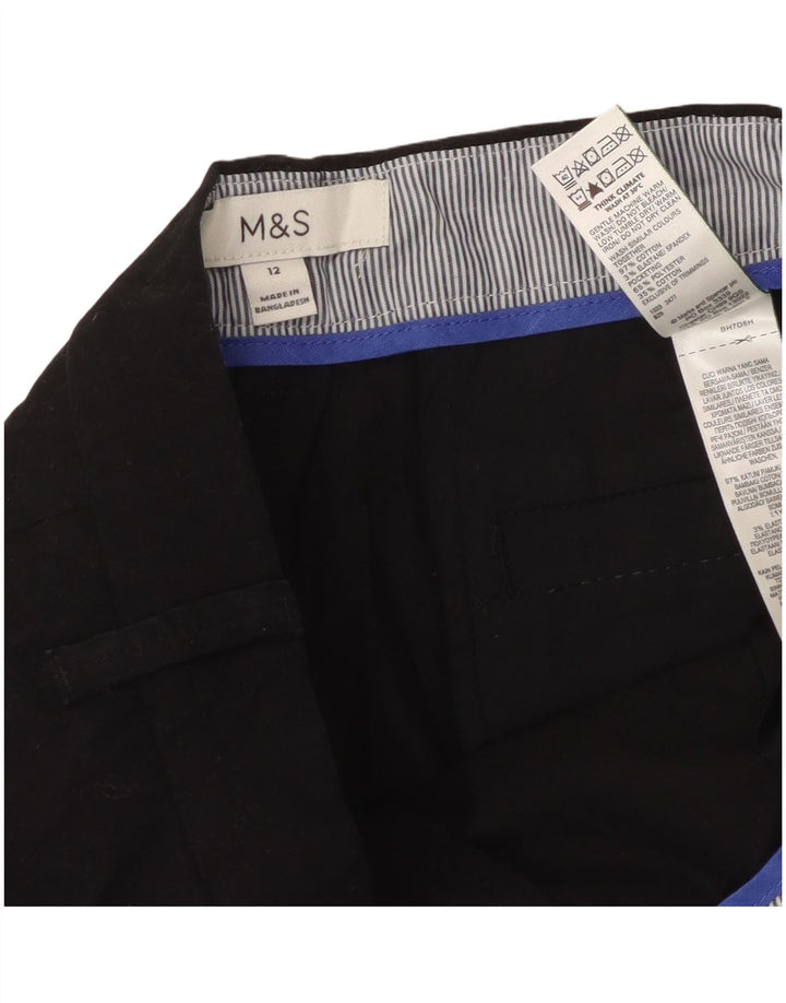 Marks & Spencer Short Chino Femme UK 12 Moyen W30 Coton Noir