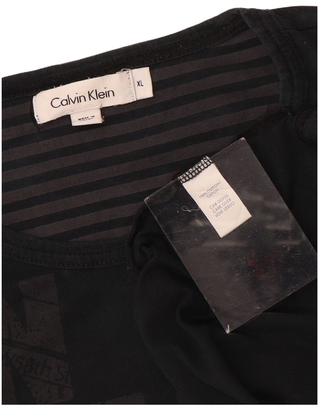 CALVIN KLEIN T-Shirt Graphique Homme Top XL Noir Coton