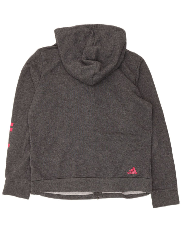Adidas Pull à capuche zippé pour femme Graphic Regular Fit UK 16 Grand Gris