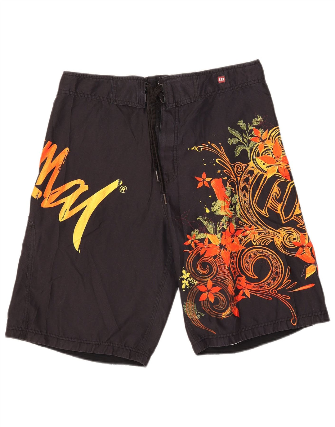 Animal Short de bain graphique pour homme en polyester floral noir moyen