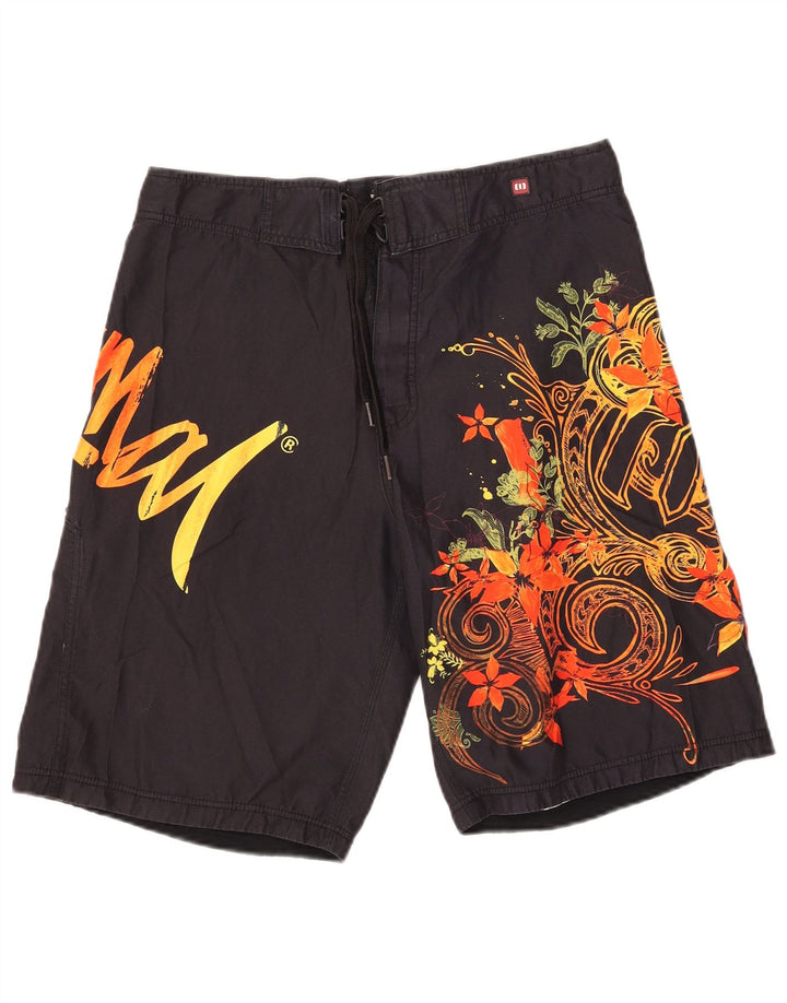 Animal Short de bain graphique pour homme en polyester floral noir moyen