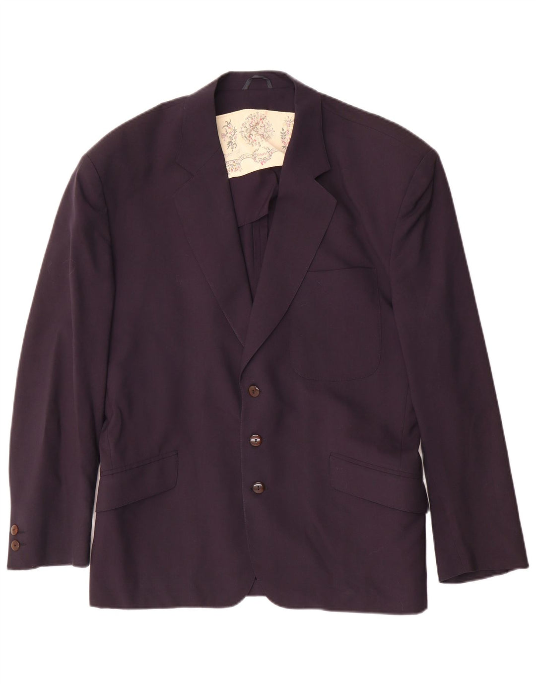 vintage Homme 3 Bouton Blazer Veste IT 50 Grande Laine Bleu Marine