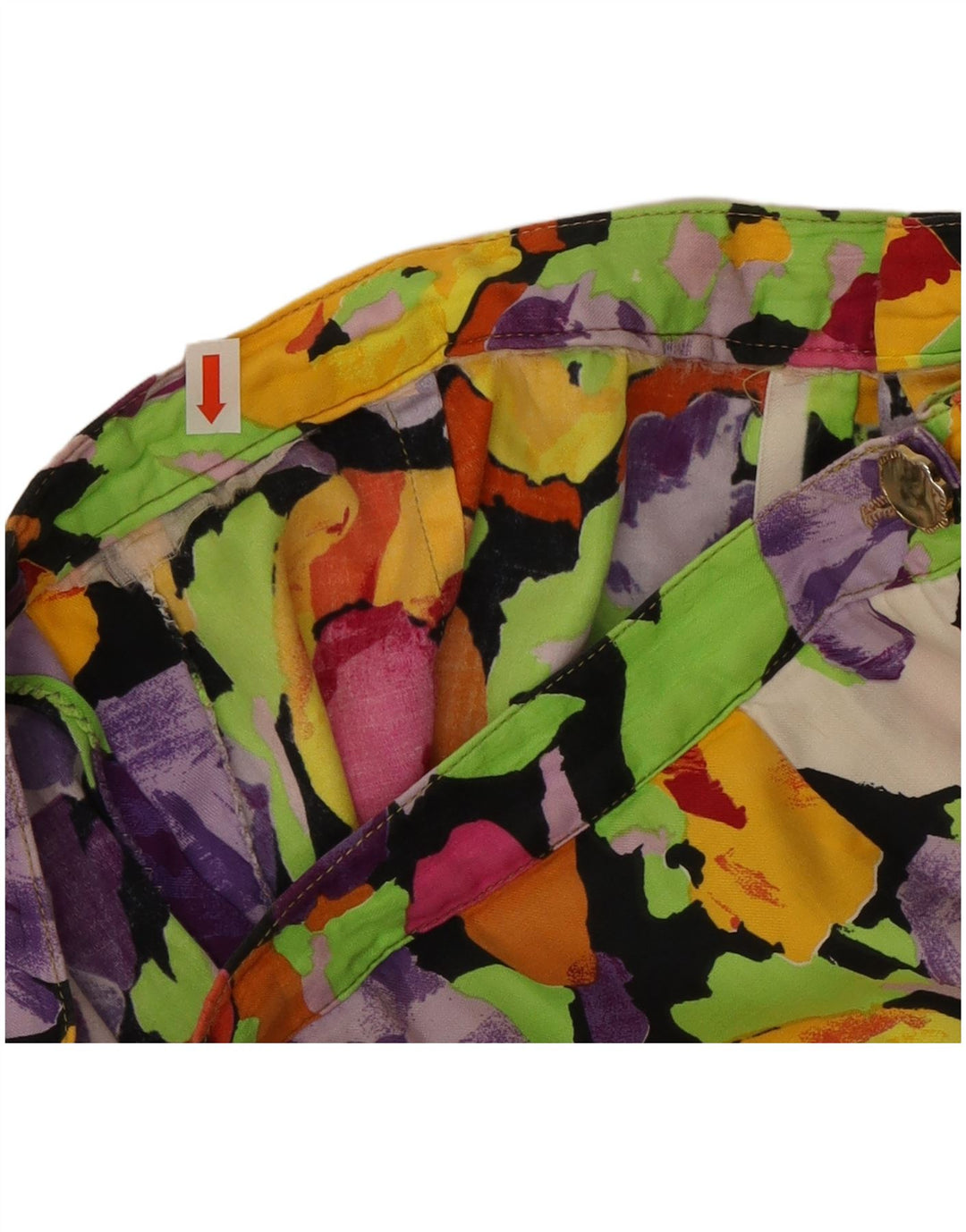 jupe droite vintage femme W26 petit motif floral multicolore