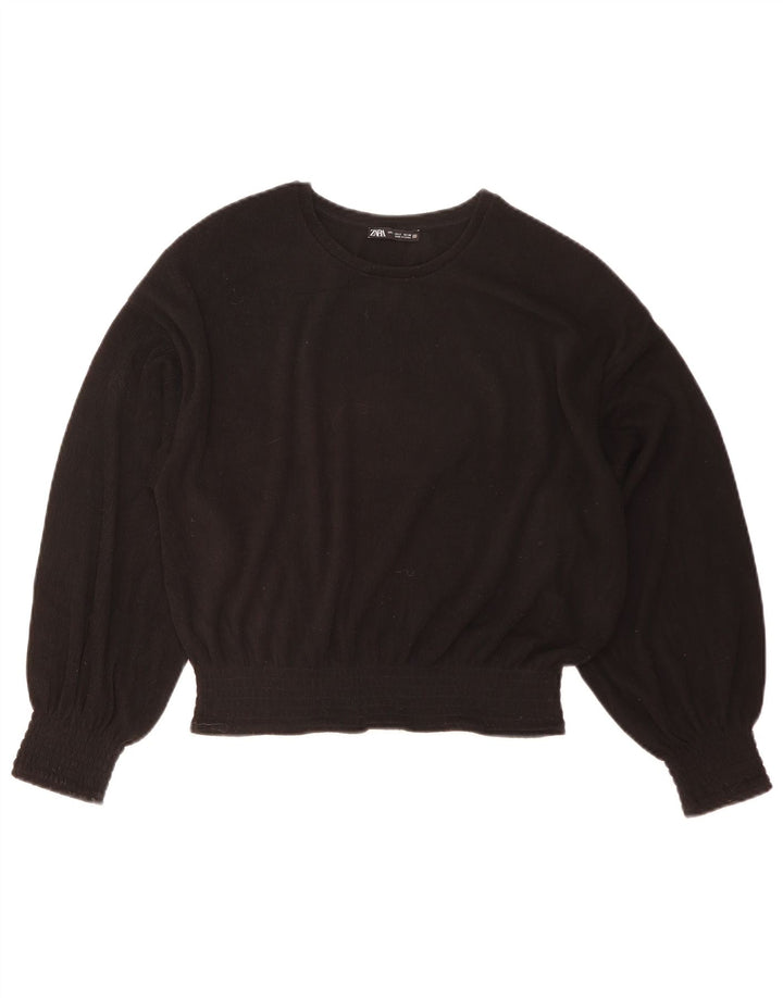 Zara Chemisier court surdimensionné à manches longues pour femme UK 10 Petit Noir