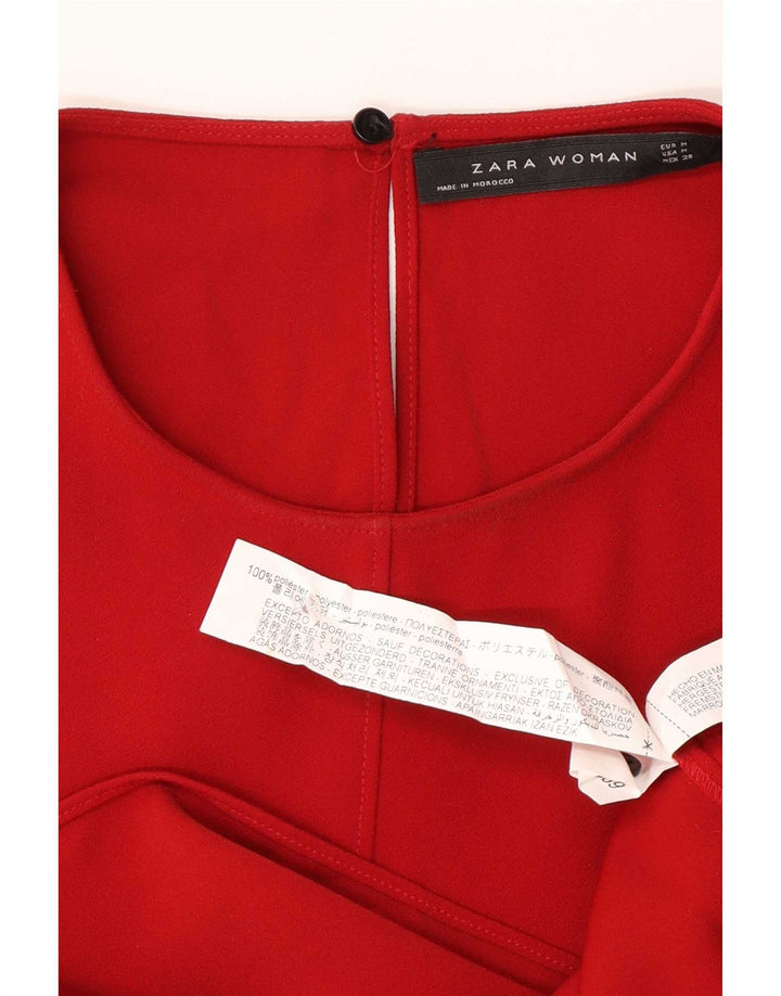 Zara Robe Maxi Femme UK 44 Polyester Rouge Moyen