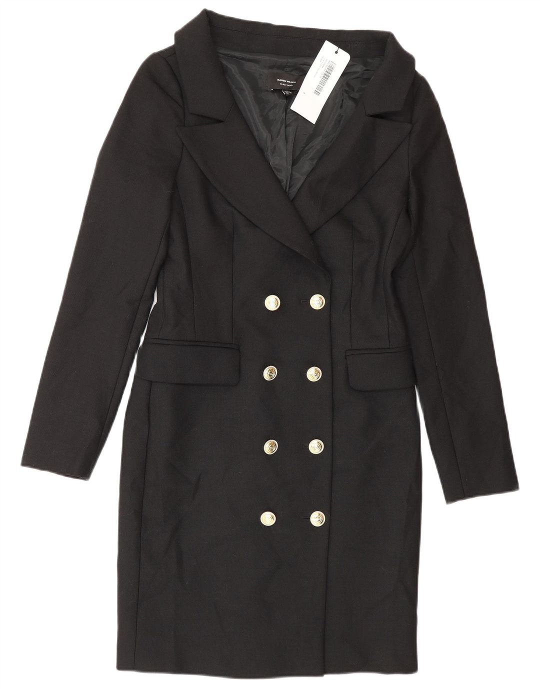Karen Millen Manteau croisé pour femme UK 8 Petit Noir Polyester