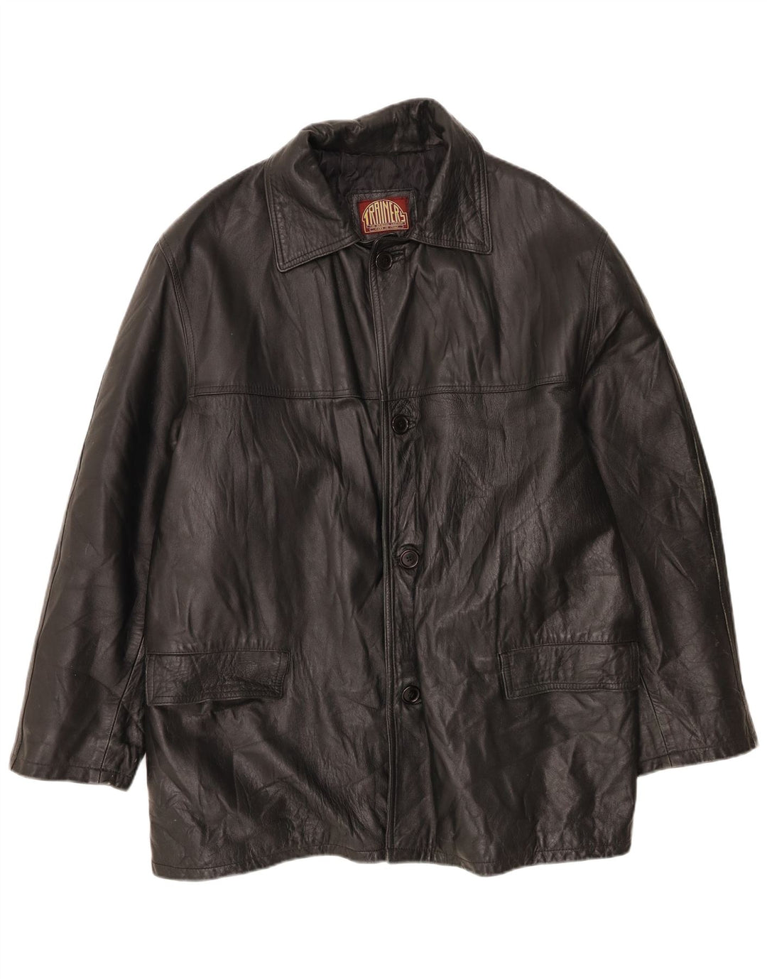 veste en cuir homme vintage IT 56 3XL Noir