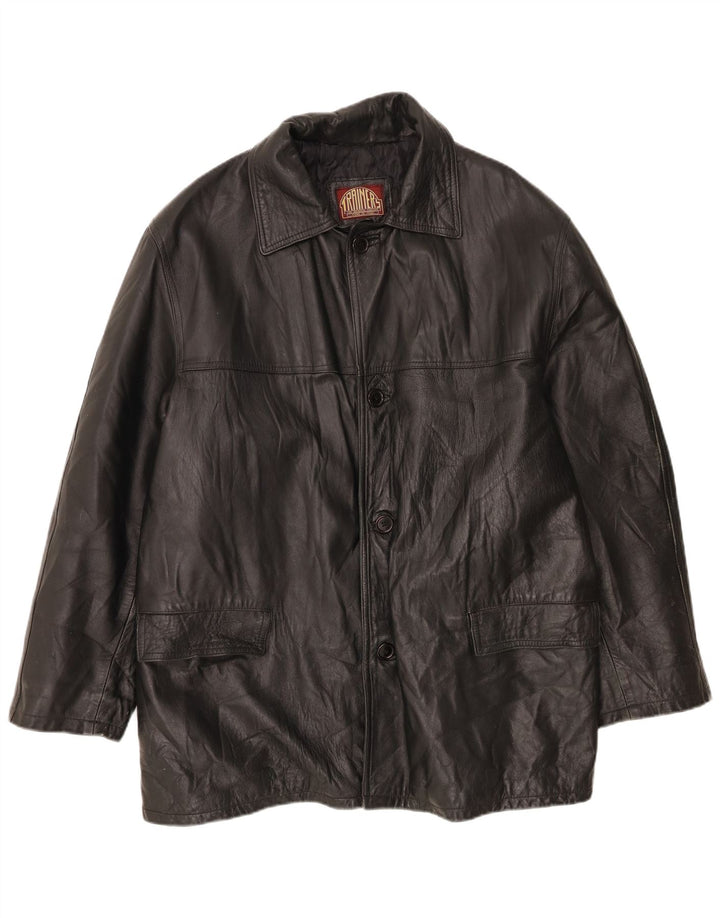 veste en cuir homme vintage IT 56 3XL Noir
