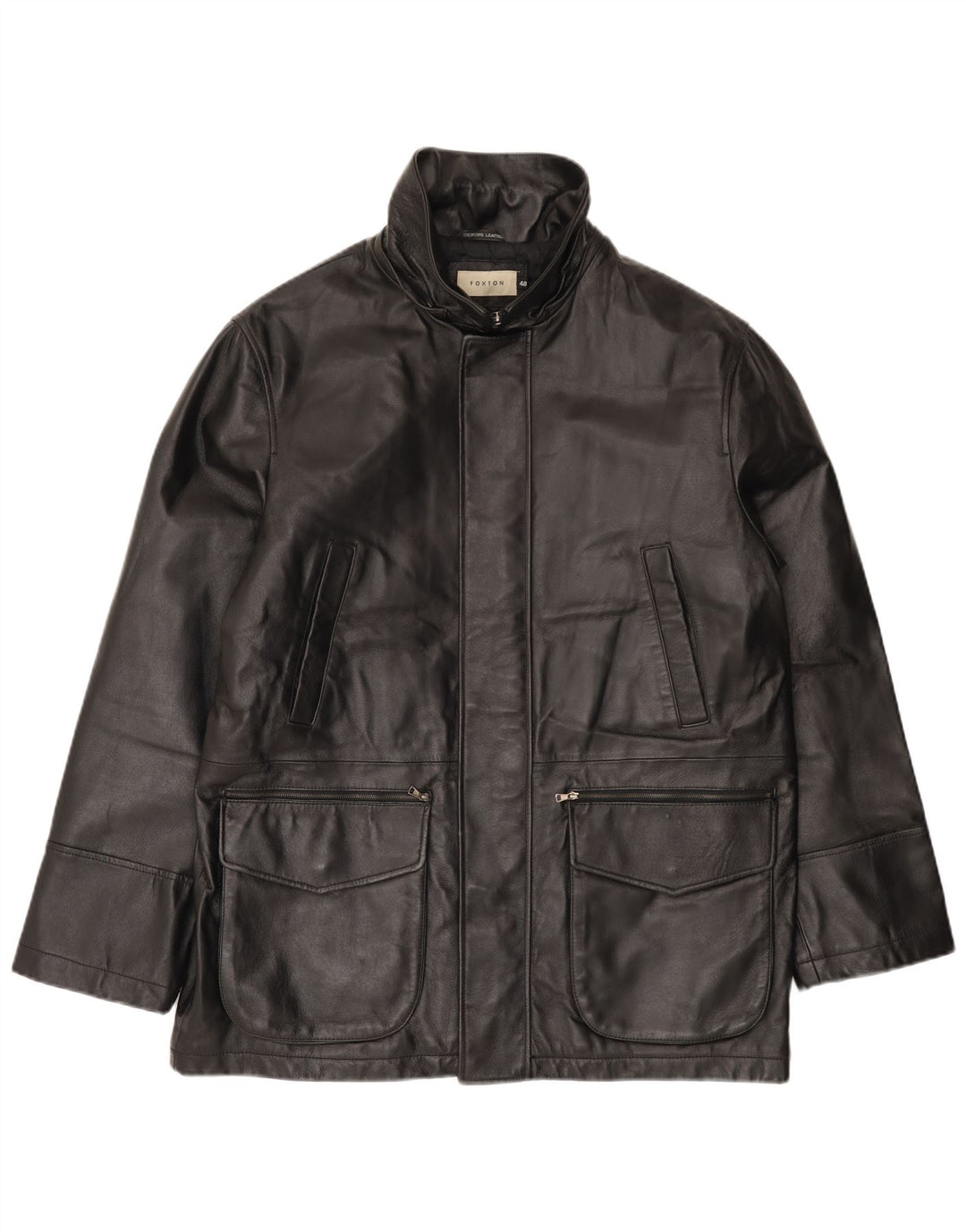 VINTAGE Veste en cuir homme IT 48 Cuir noir moyen