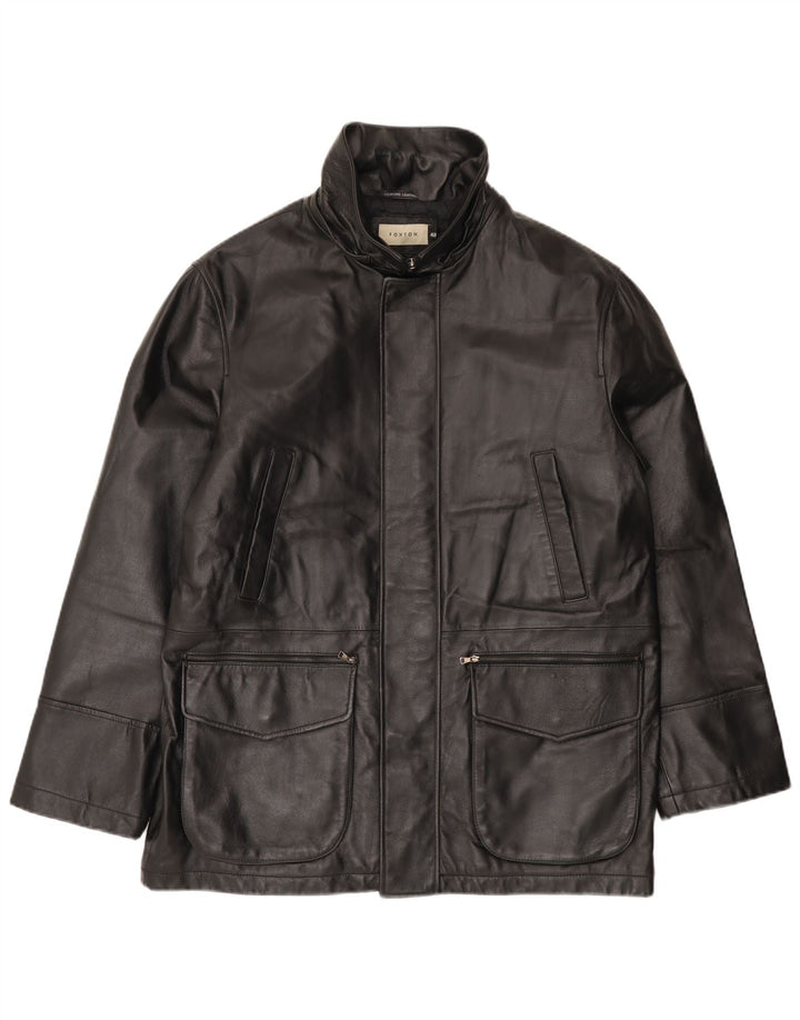 VINTAGE Veste en cuir homme IT 48 Cuir noir moyen