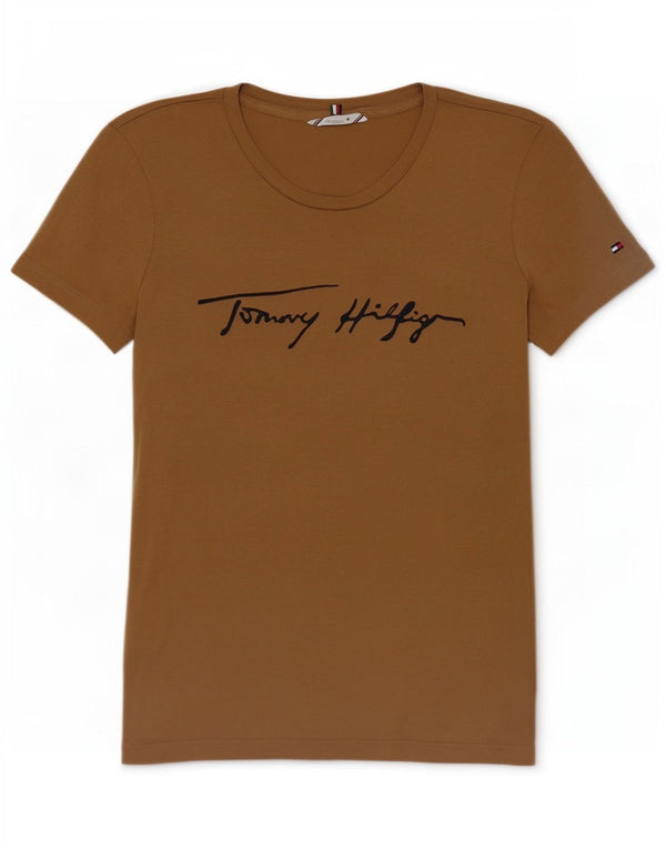 Tommy Hilfiger T-shirt graphique pour femme UK 6 XS Beige Coton
