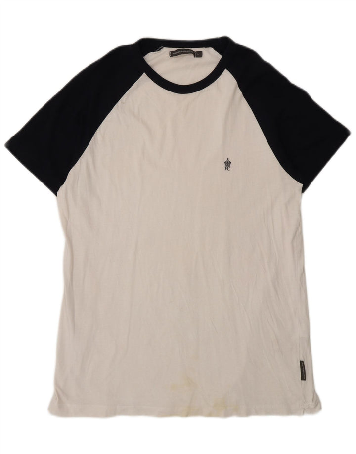 French Connection T-Shirt Femme Blanc Large Coton Colorblock