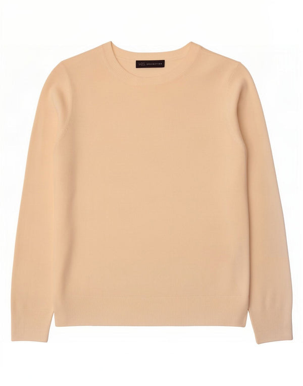 Marks & Spencer Womens Boat Neck Jumper Sweater UK 10 Small Beige Acrylic
