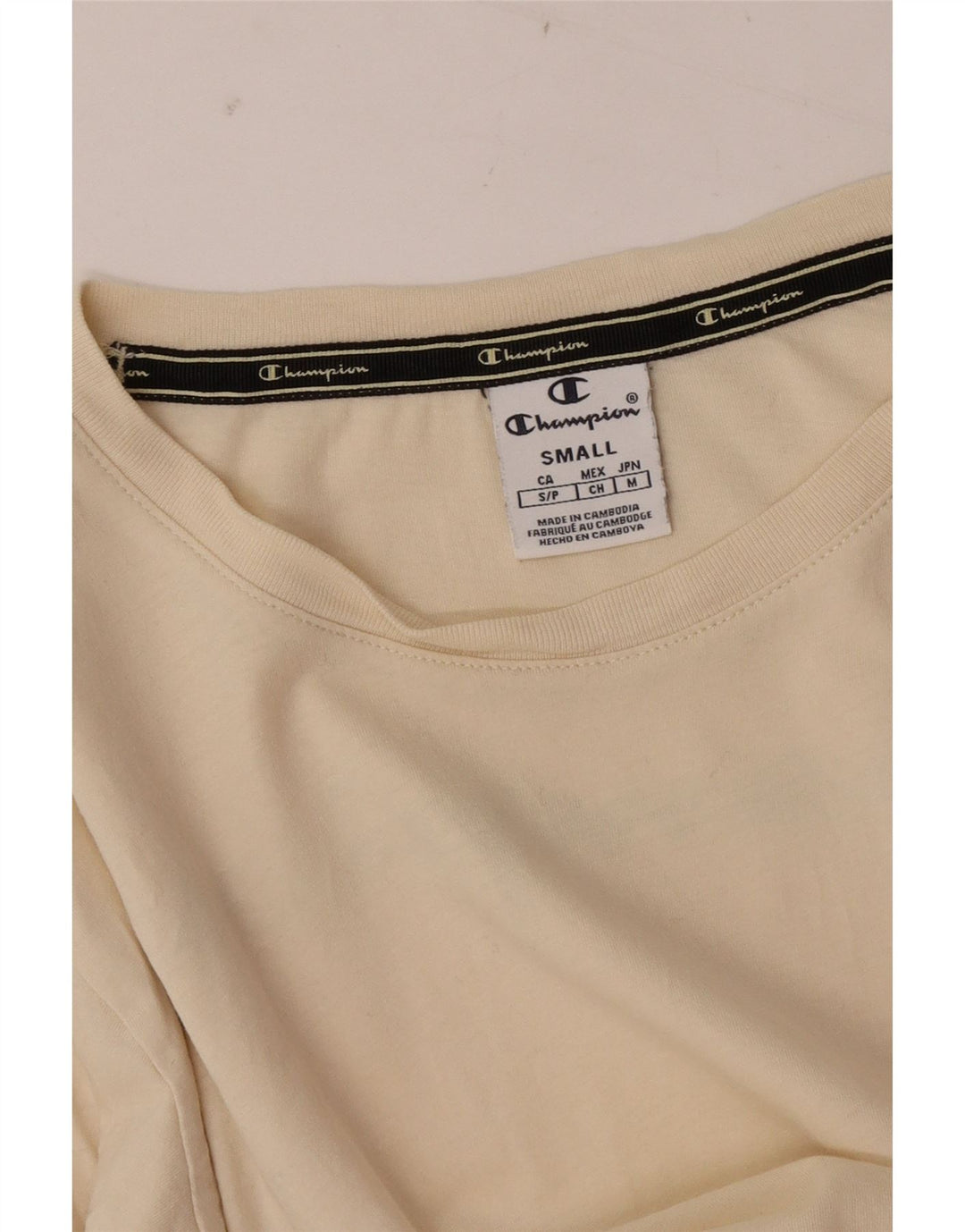 Champion Haut graphique à manches longues pour femme UK 10 Small Blanc cassé