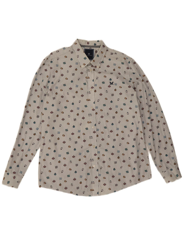 Crew Clothing Chemise ajustée à motif abstrait pour homme en coton blanc