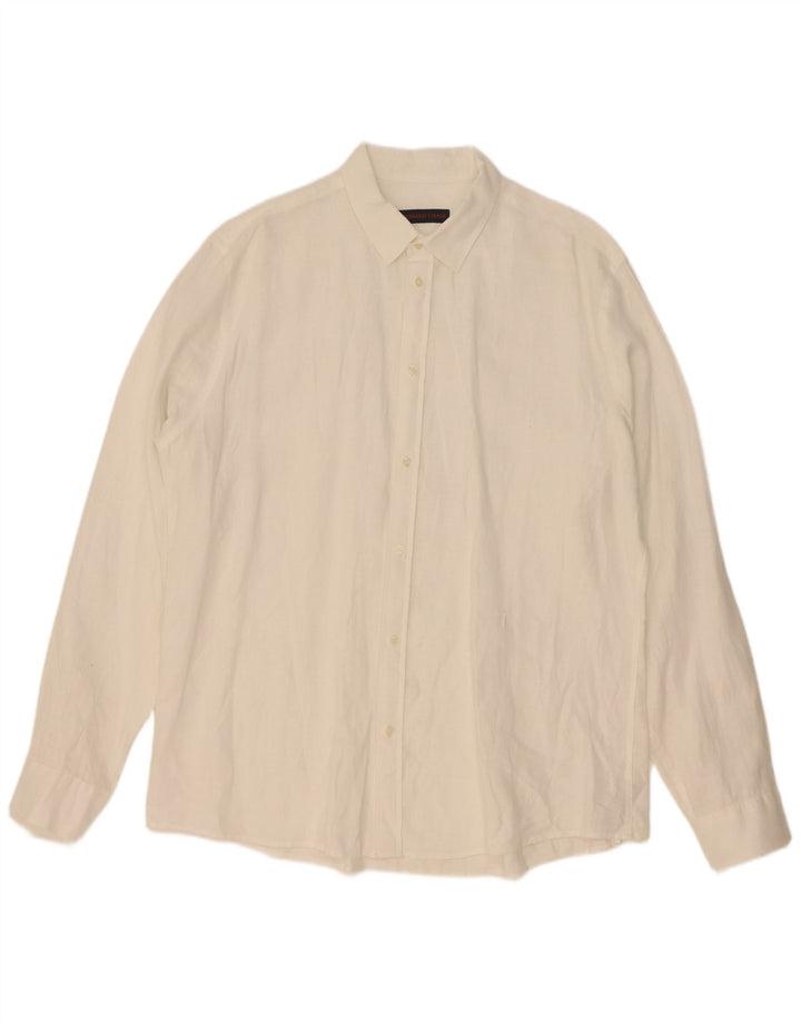 Trussardi Chemise Homme Taille 43 Grand Lin Blanc