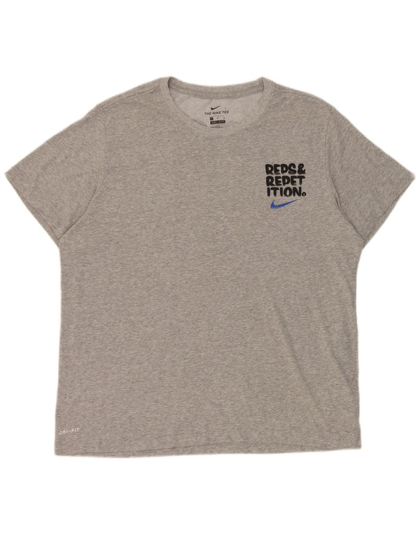 Nike Mens Dri Fit Graphic T-Shirt Top XL Gris Moucheté Coton