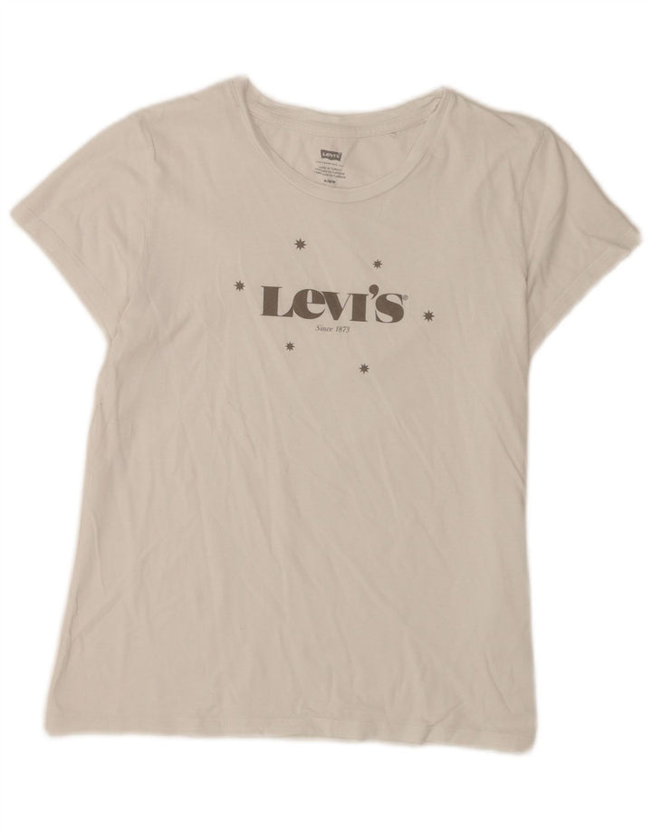 Levi's T-Shirt Graphique Femme UK 12 Coton Blanc Moyen