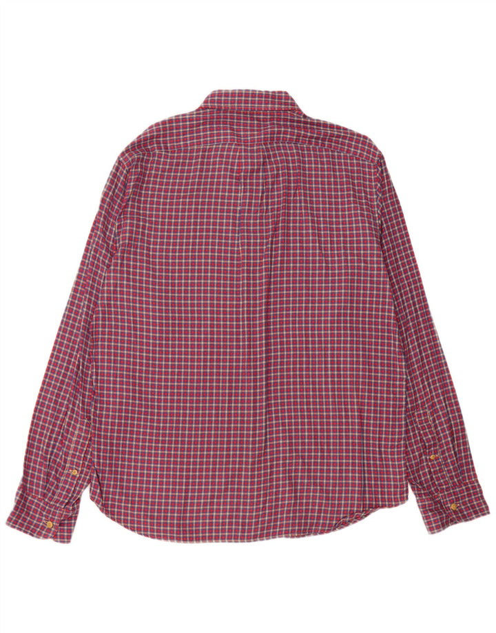 J. CREW Chemise slim en flanelle pour homme en coton à carreaux rouges