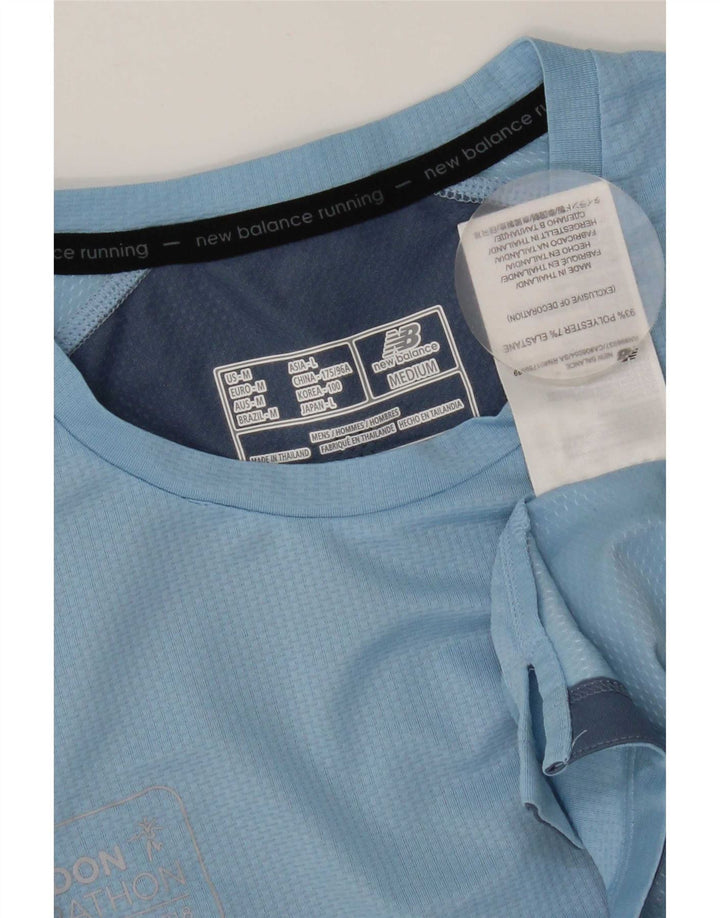 New Balance T-Shirt Homme Bleu Moyen Colorblock Polyester