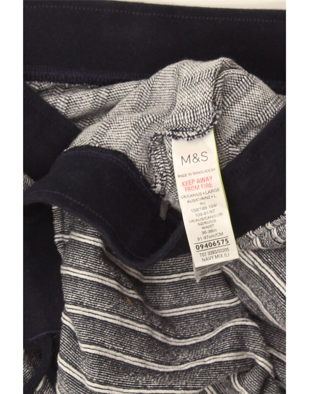 Marks & Spencer Short décontracté pour homme en coton rayé bleu marine