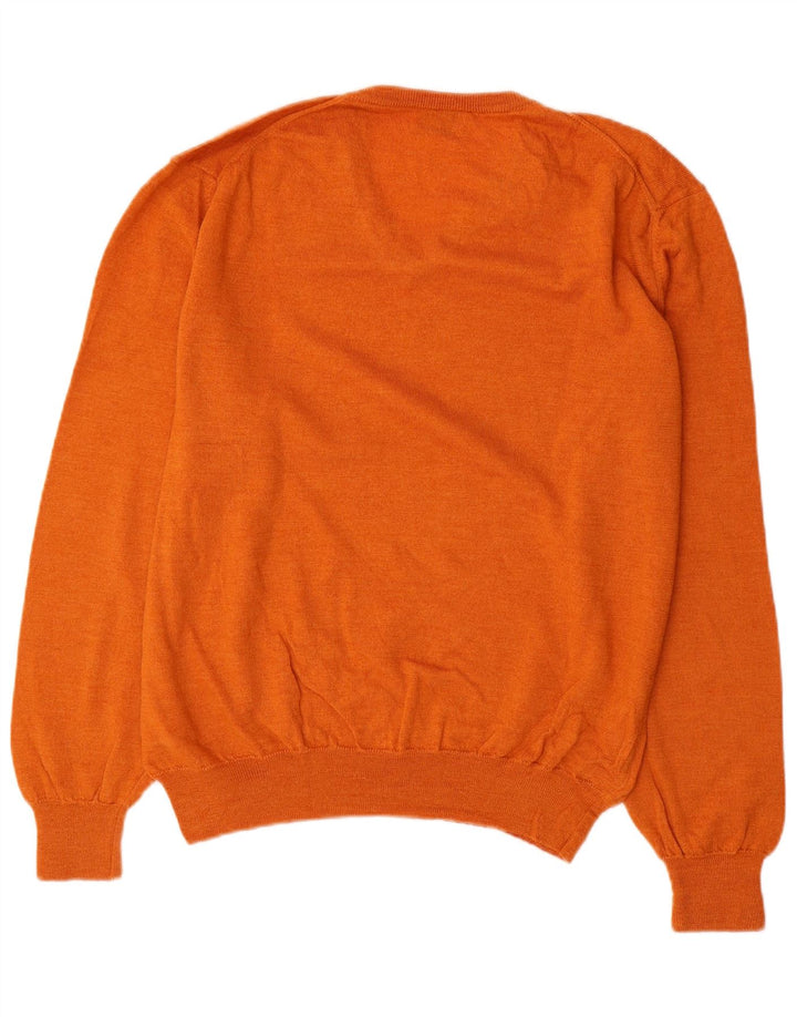 TRUSSARDI Pull col V pour femme UK 20 2XL Orange Laine