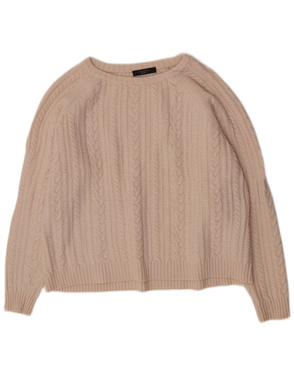 Max Mara Pull ample à col bateau pour femme UK 16 Large Blanc cassé