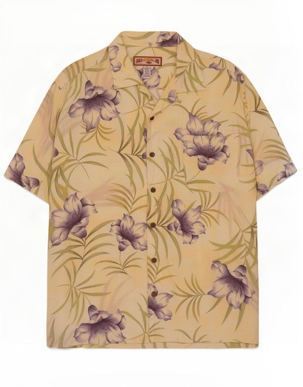Caribbean Joe Chemise à manches courtes pour homme XL Rayonne florale jaune