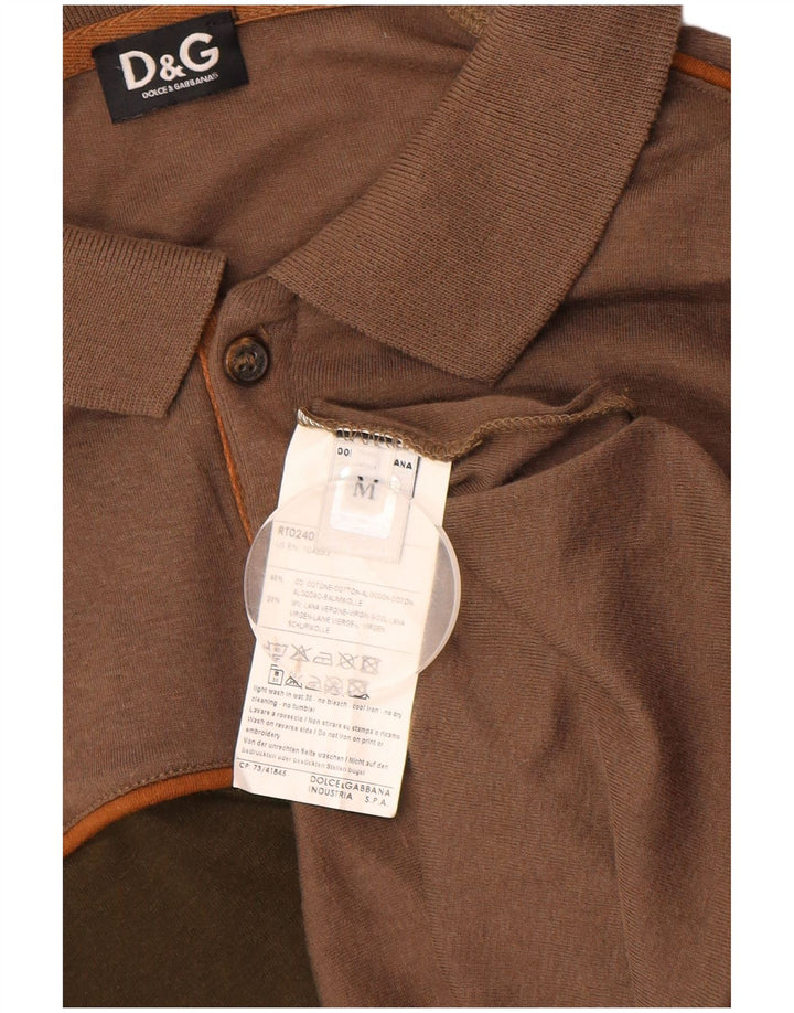 DOLCE & GABBANA Polo à Manches Longues Homme Marron Moyen Colourblock