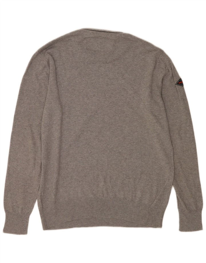 Superdry Pull ras du cou pour homme en coton gris Large