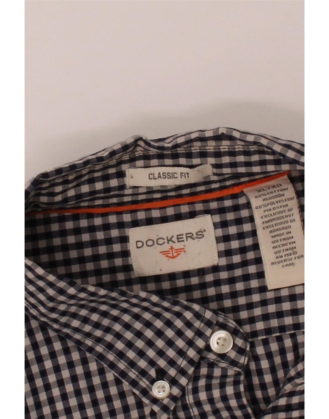 DOCKERS Mens Classic Fit Shirt XL Black Gingham Cotton Vintage Dockers and Second-Hand Dockers from Messina Hembry 