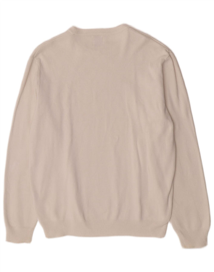 Zara Pull à col rond pour homme en coton blanc Large