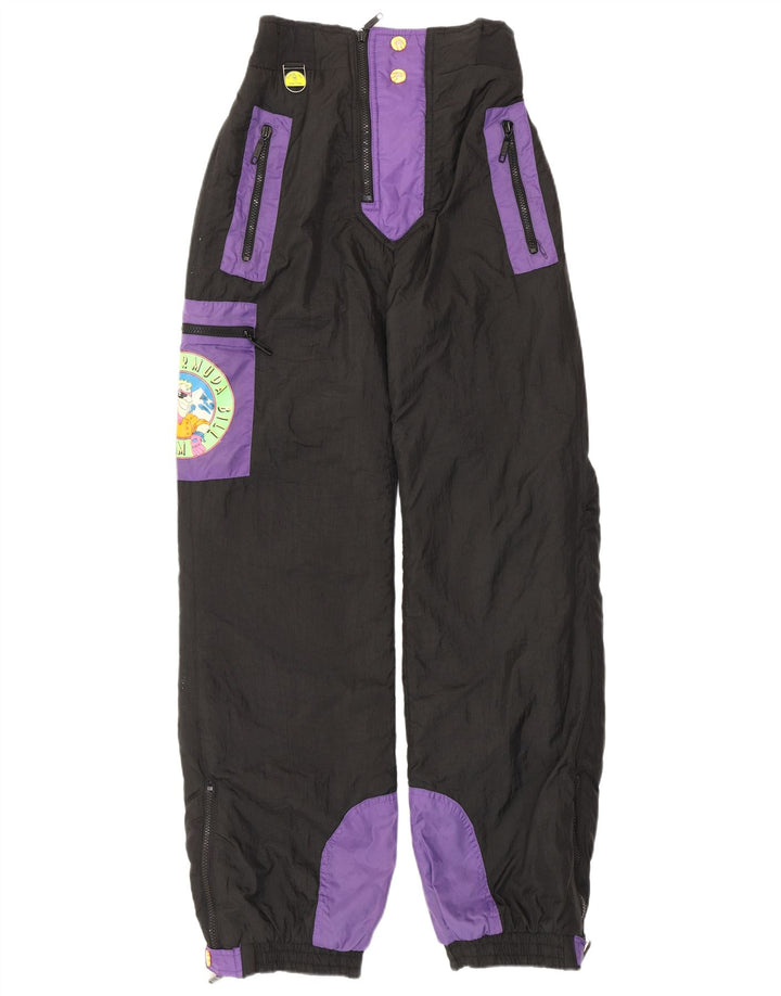 pantalon de ski vintage pour hommes petit polyester colorblock noir