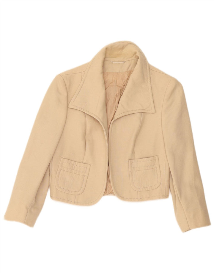 vintage Femme 3/4 Manches Boléro Veste IT 42 Beige Moyen