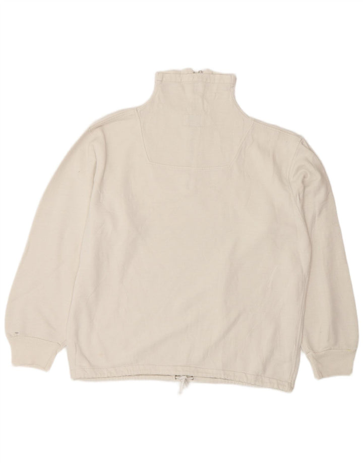 Outsider Sweat-Shirt Graphique à Col Zippé Homme Blanc Moyen Coton