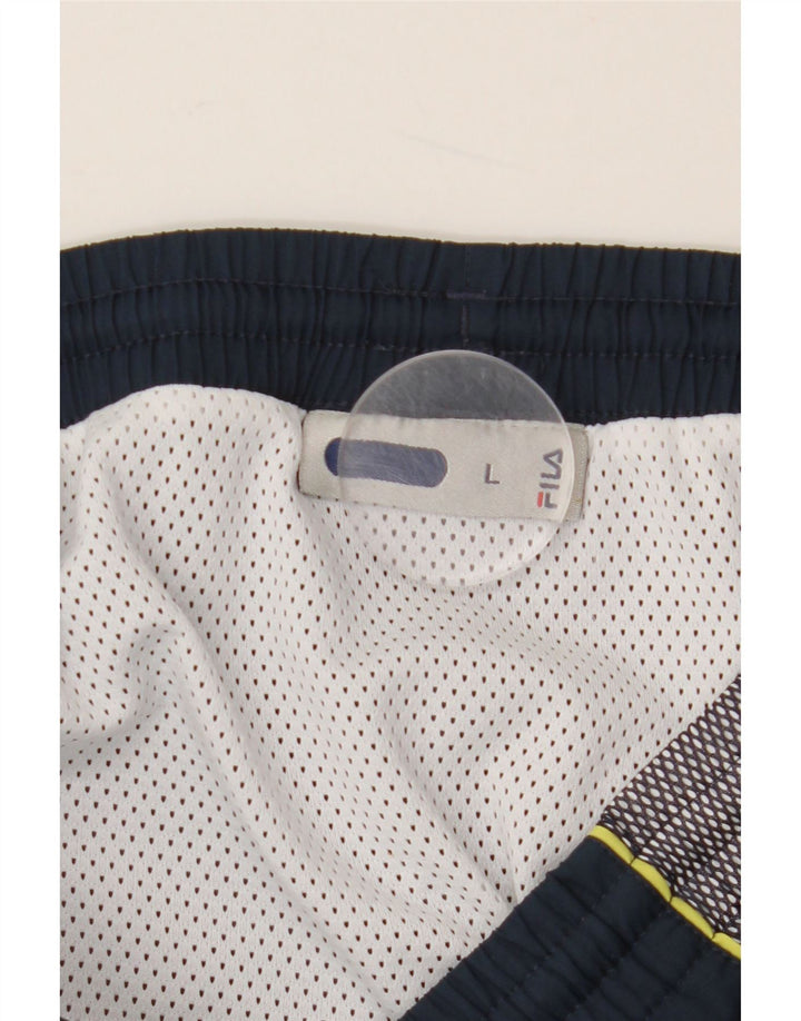 FILA Short de Sport Graphique Homme Bleu Marine Large
