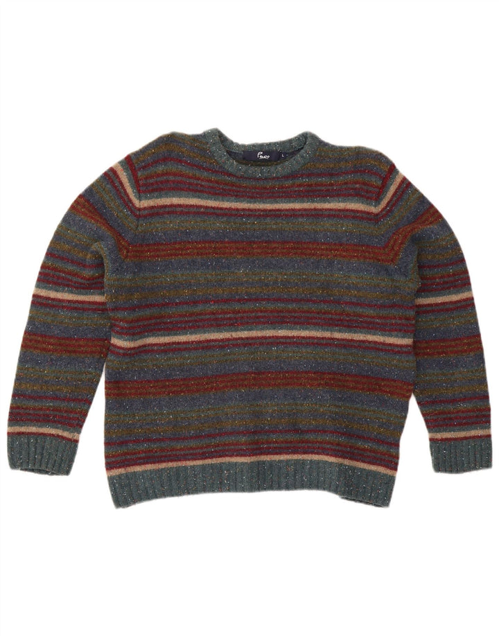 Paco Pull ras du cou pour femme UK 16 Grande laine rayée multicolore