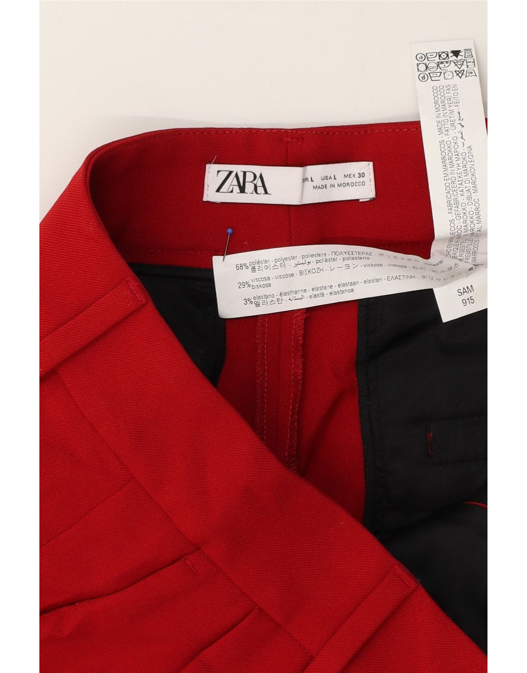 Zara Pantalon court pour femme Large W32 L25 Rouge Polyester